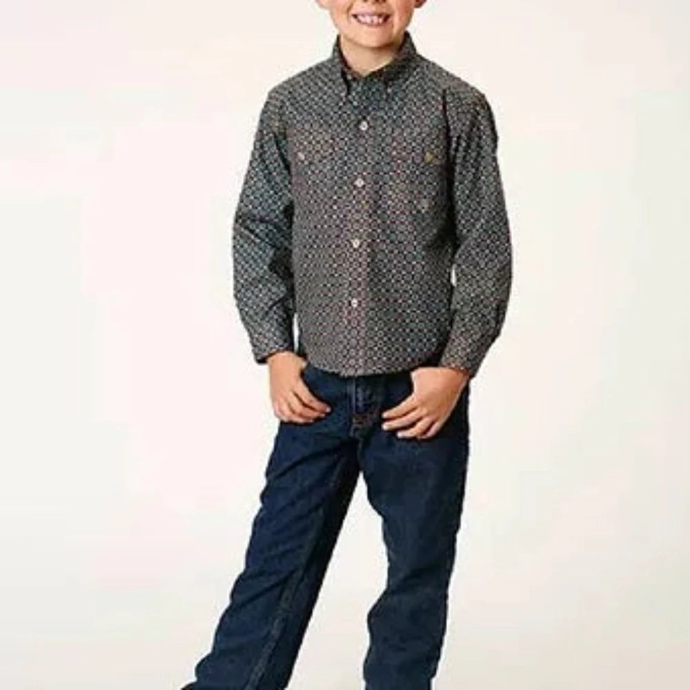 Roper Boy's Long Sleeve Country Foulard Western Shirt