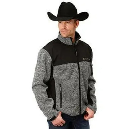 Men's Roper Gray & Black Front Zip Sweater Jacket