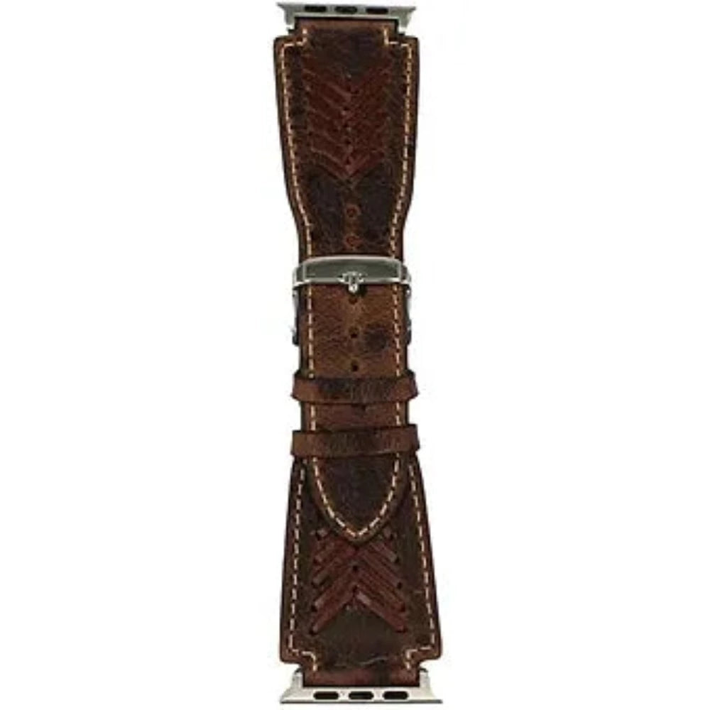Western Ostrich Print Leather Apple Watch Band