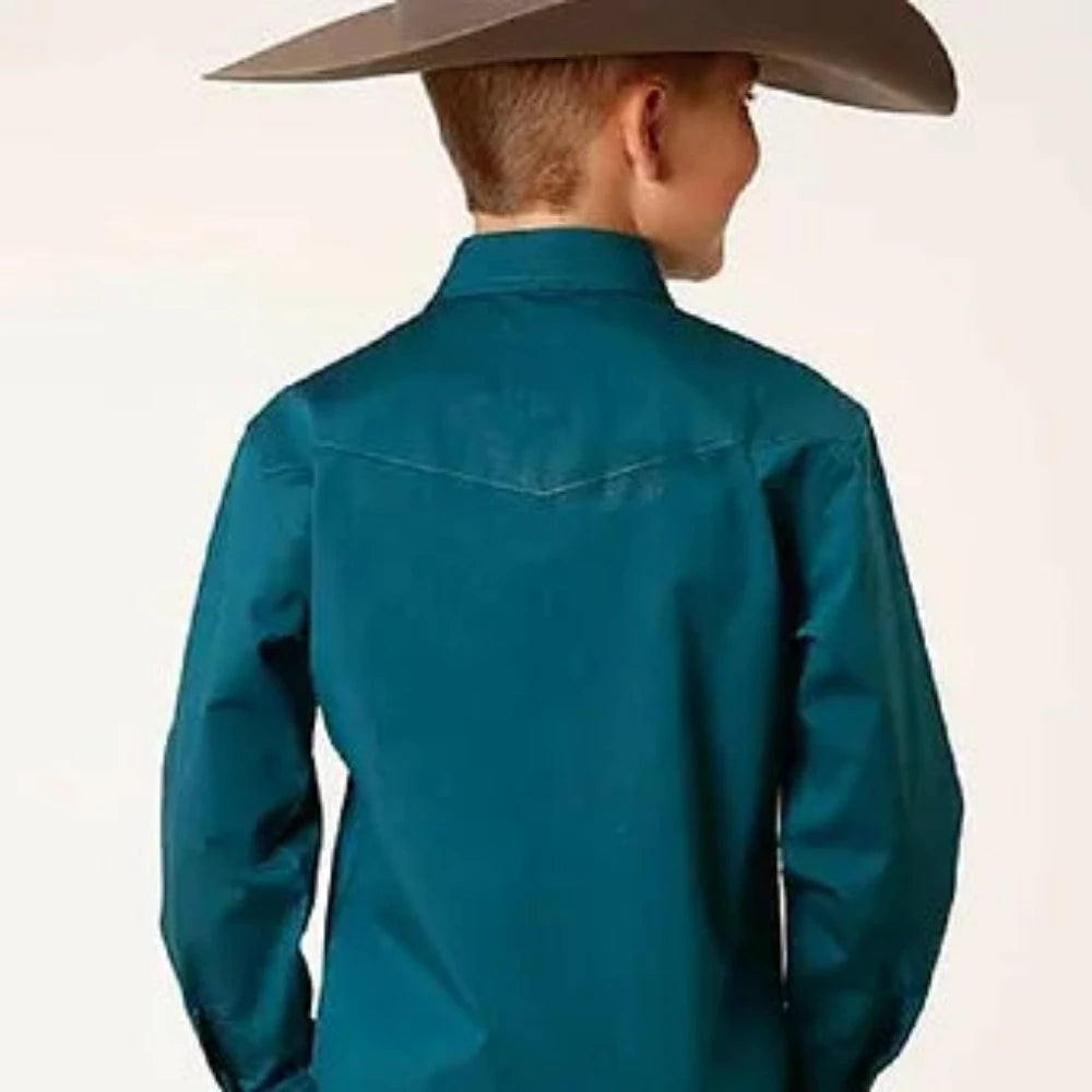 Boy's Roper Solid Teal Western Shirt