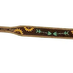 Showman Hand Painted Sunflower And Arrow Leather Dog Collar