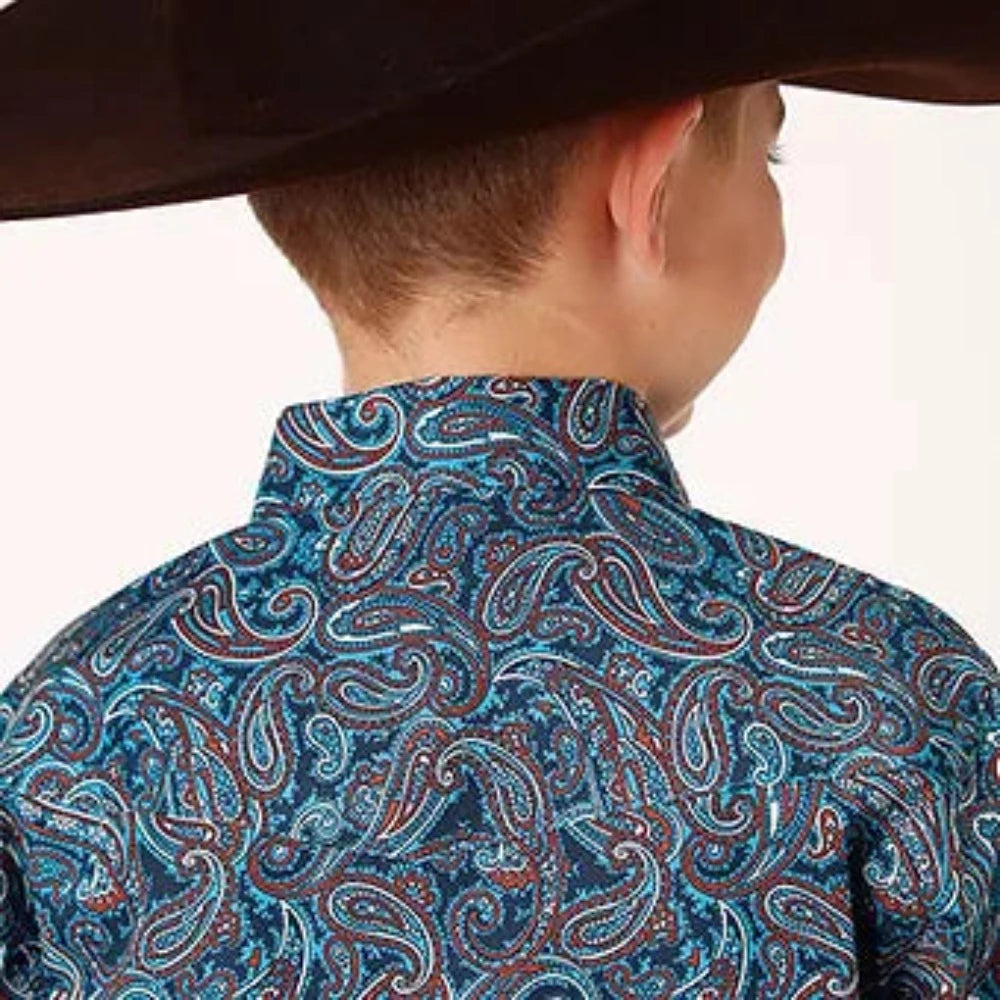 Roper Boy's Blue Canyon Paisley Western Snap Up Shirt