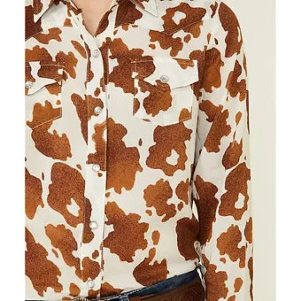 Roper Girls' Cowhide Print Long Sleeve Snap Western Shirt