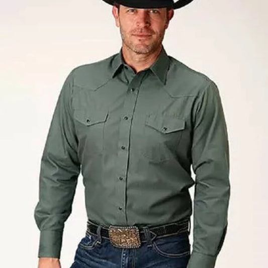 Roper Men's Gray Tone on Tone Stripe Snap Up Western Shirt