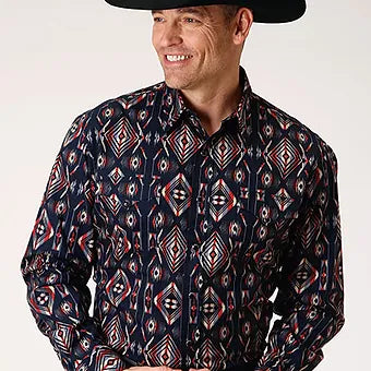 Men's Roper Blanket Aztec Print Western Shirt w/ Snaps