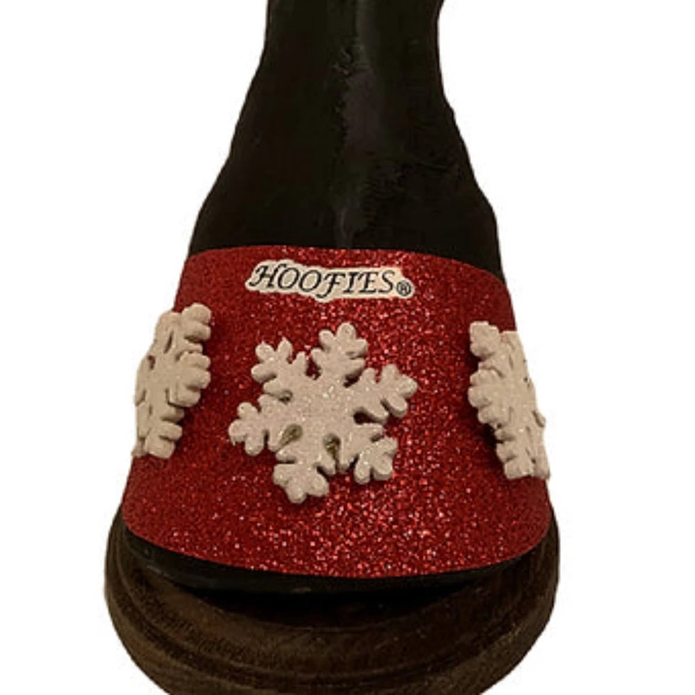 Set of 4 Red Glitter w/ White Snowflakes Hoofies