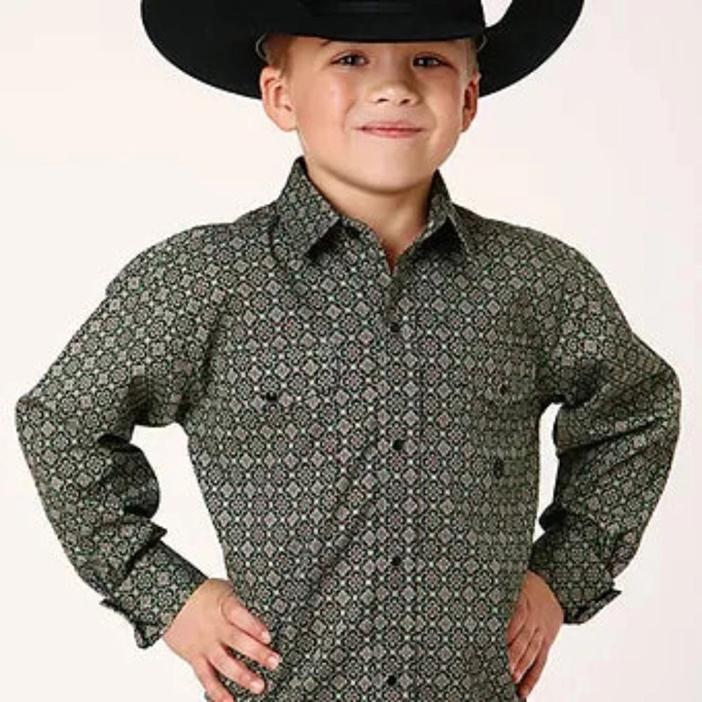 Boy's Roper Forest Foulard Print Western Shirt