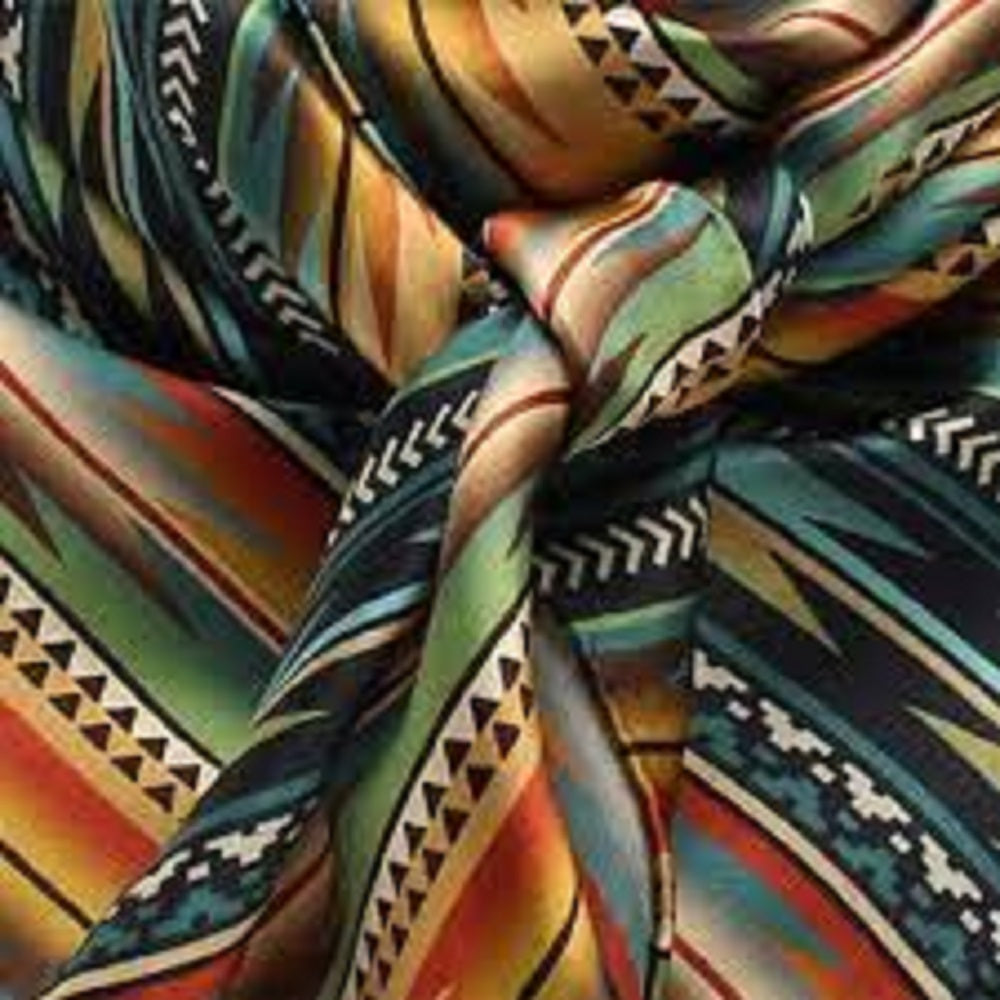 Silk Aztec Print Wild Rag 33" X 33"