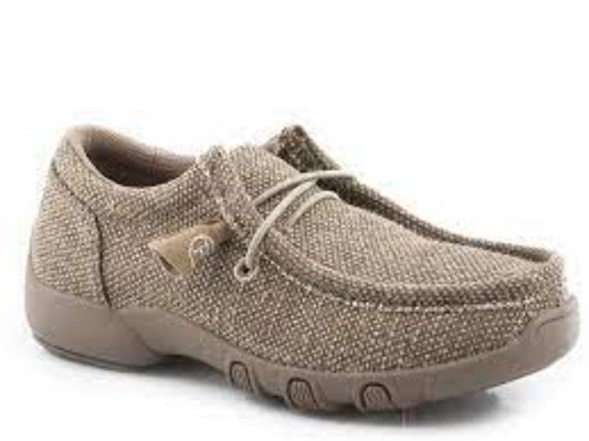 Youth Roper Khaki Canvas Casual Slip-On Shoes