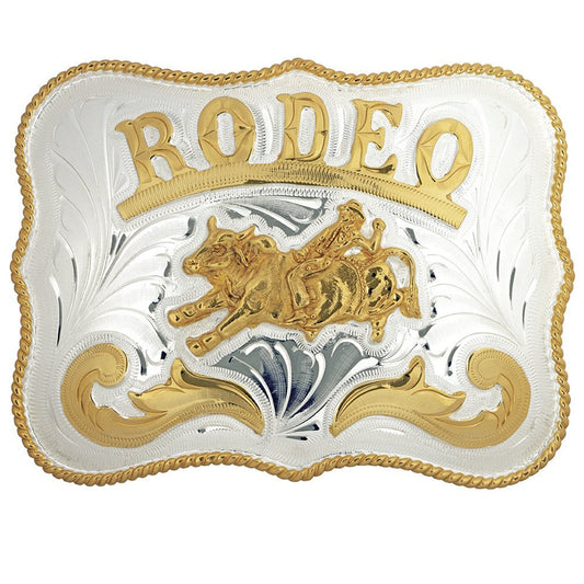 Bull Rider & Rodeo German Silver Belt Buckle - Oversize