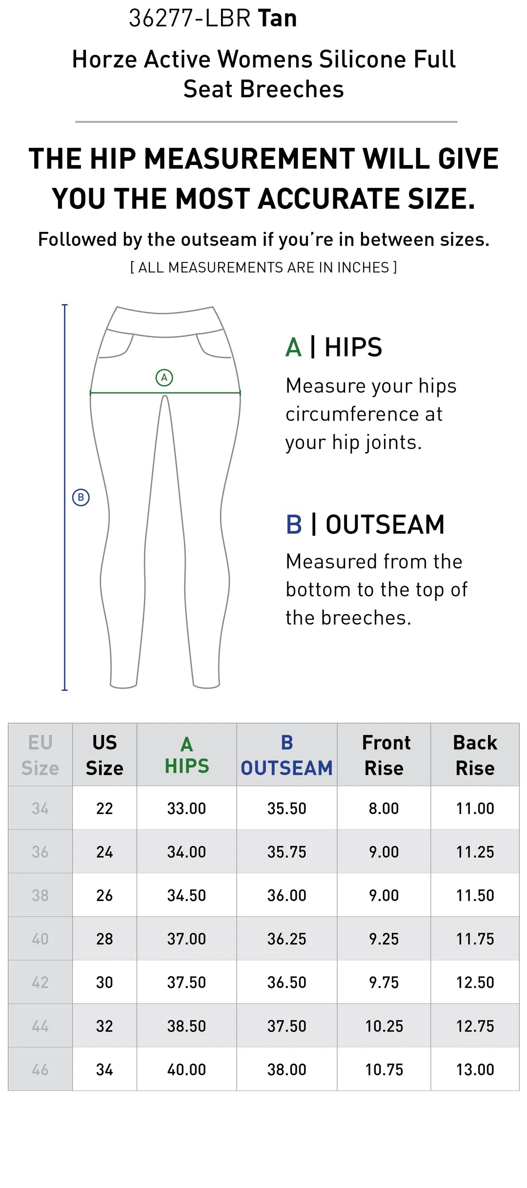 Horze Active Womens Silicone Full Seat Breeches - Tan