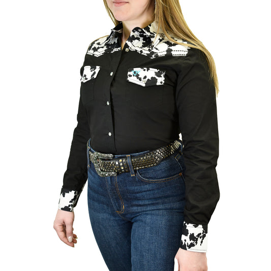 Women's Cowgirl Hardware Cowprint Yoke Shirt