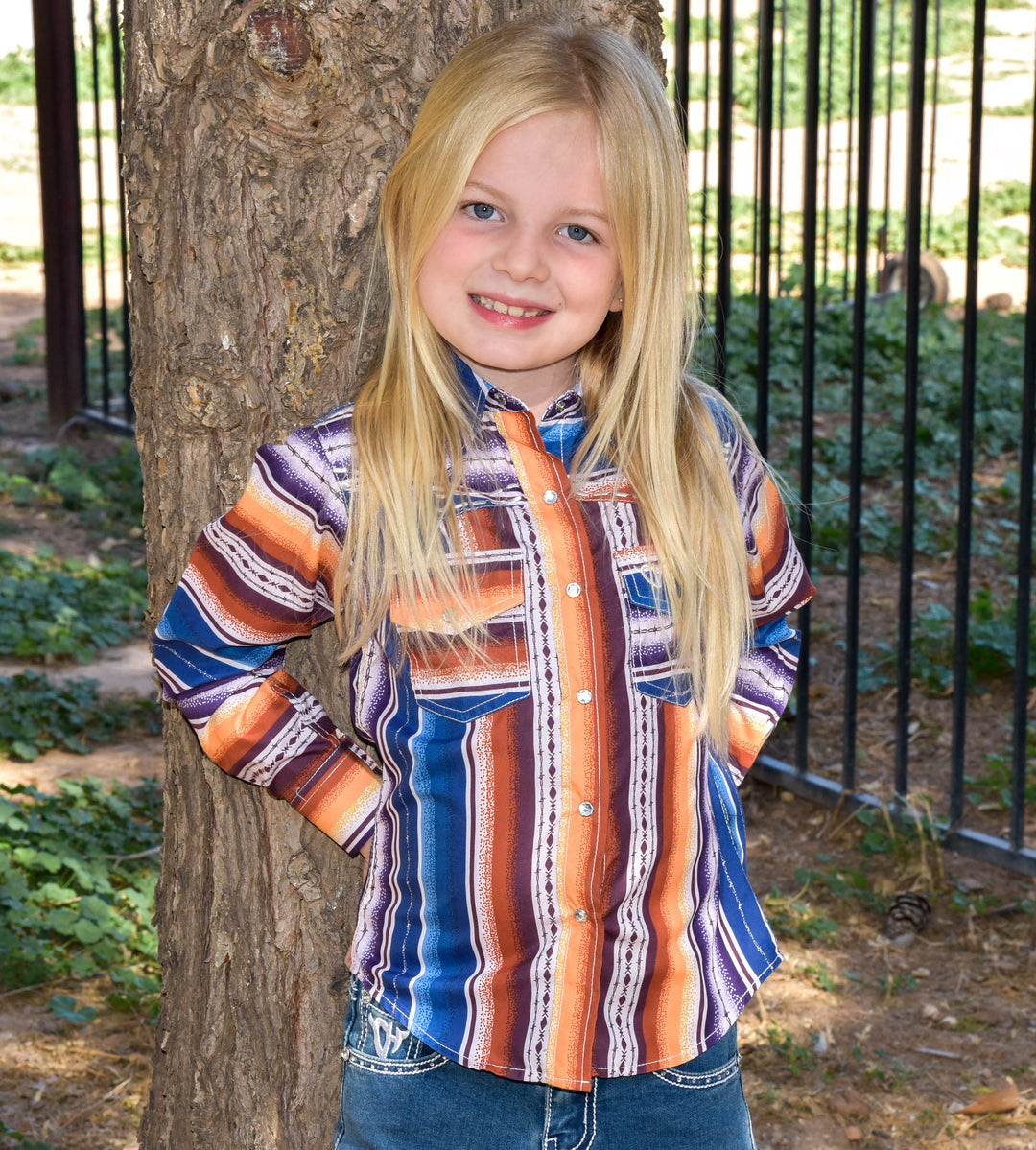 Girl's Cowgirl Hardware Chevron Serape Shirt