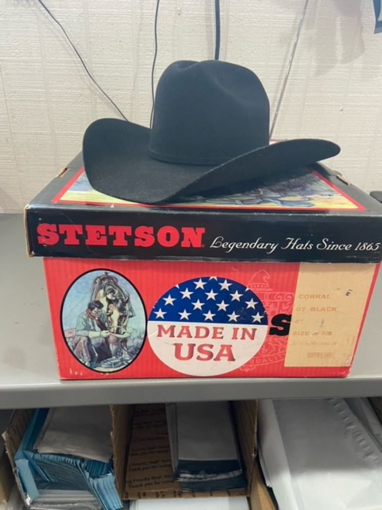 Black Stetson Corral Cowboy Hat Size 6 7/8 (USED)