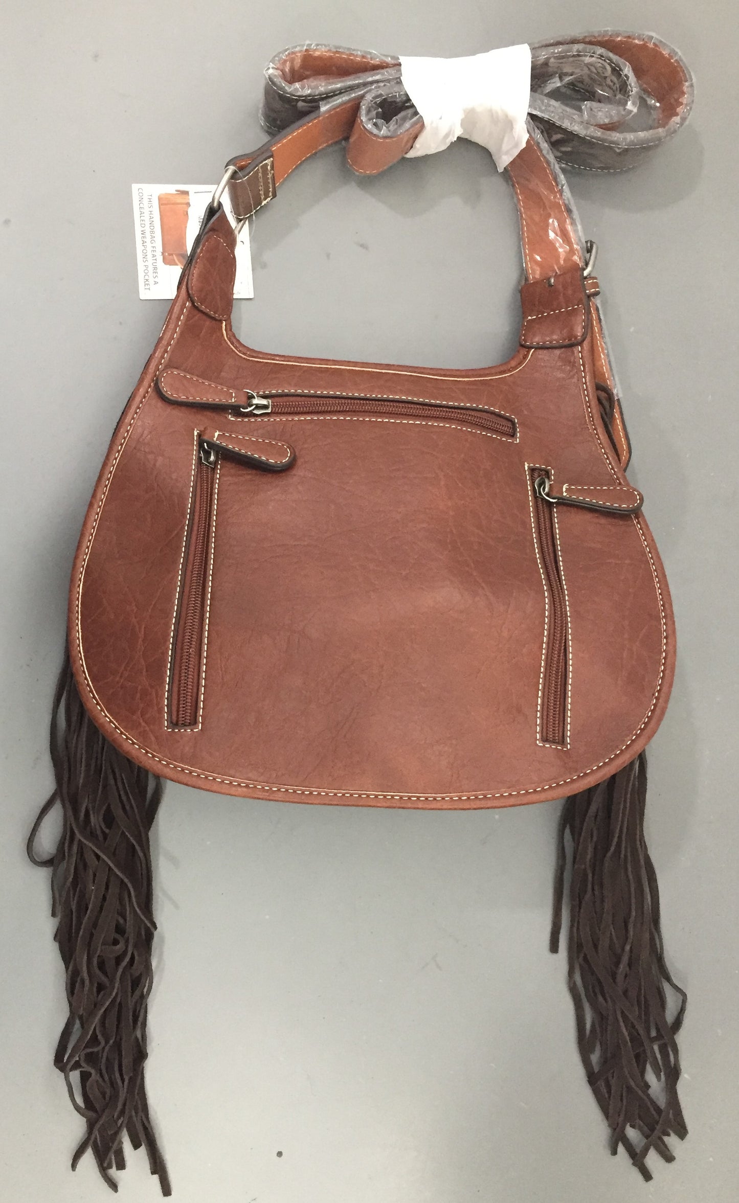 Nocona Brown Leather & Turquoise Accent Crossbody Purse Handbag
