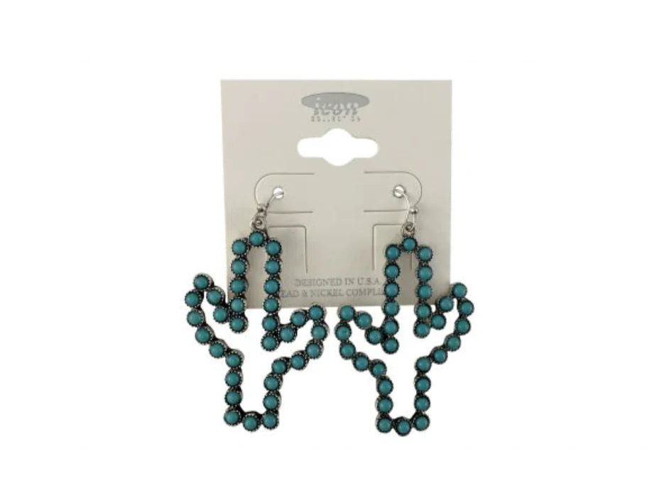 Turquoise Stone Cactus Earring