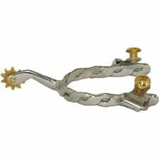 Showman Stainless Steel Twisted Band Spurs