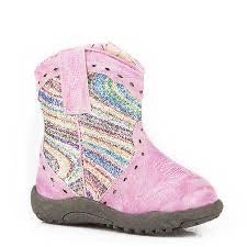 Pink Swirly Glitter Infant Boots