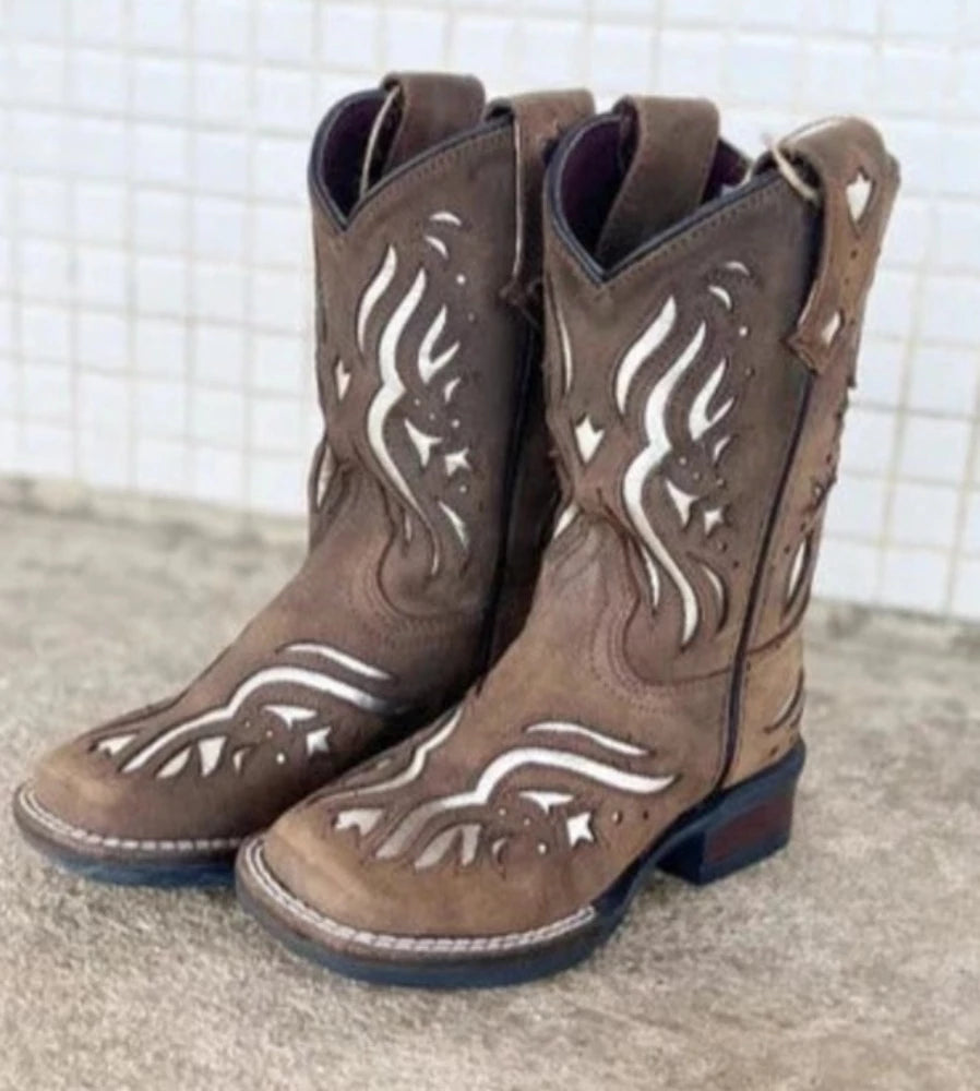 Roper Youth Little Kids Brown & Silver 'Shiloh' Western Cowgirl Boots