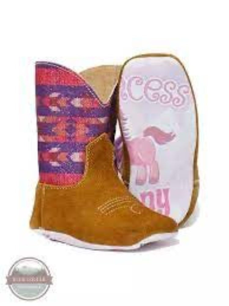 Tin Haul Infants Pink purple brown MINI PRINCESS BOOTS w/ Pony sole