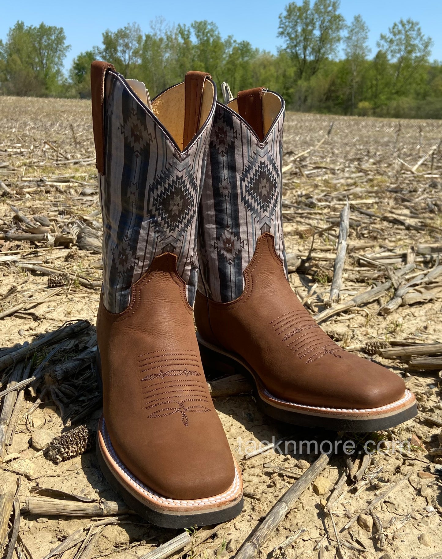 Men's Roper Gray & Brown SOUTHWEST AZTEC COWBOY BOOTS