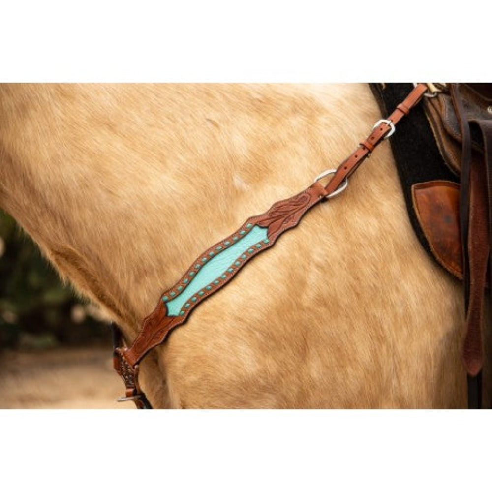 Schulz Equine Turquoise Bonanza Breast Collar & One Ear Headstall Set