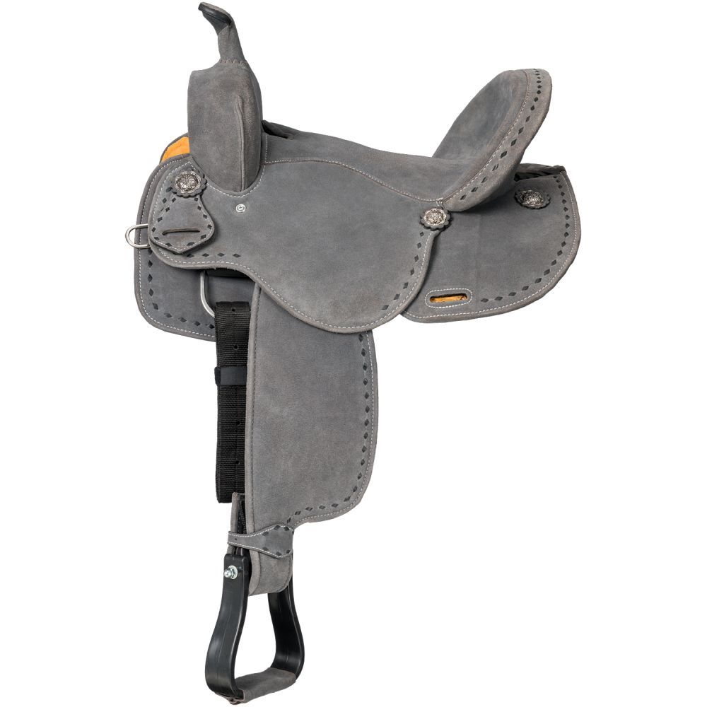 King Series Stratford Gray Suede Barrel Saddle 14"