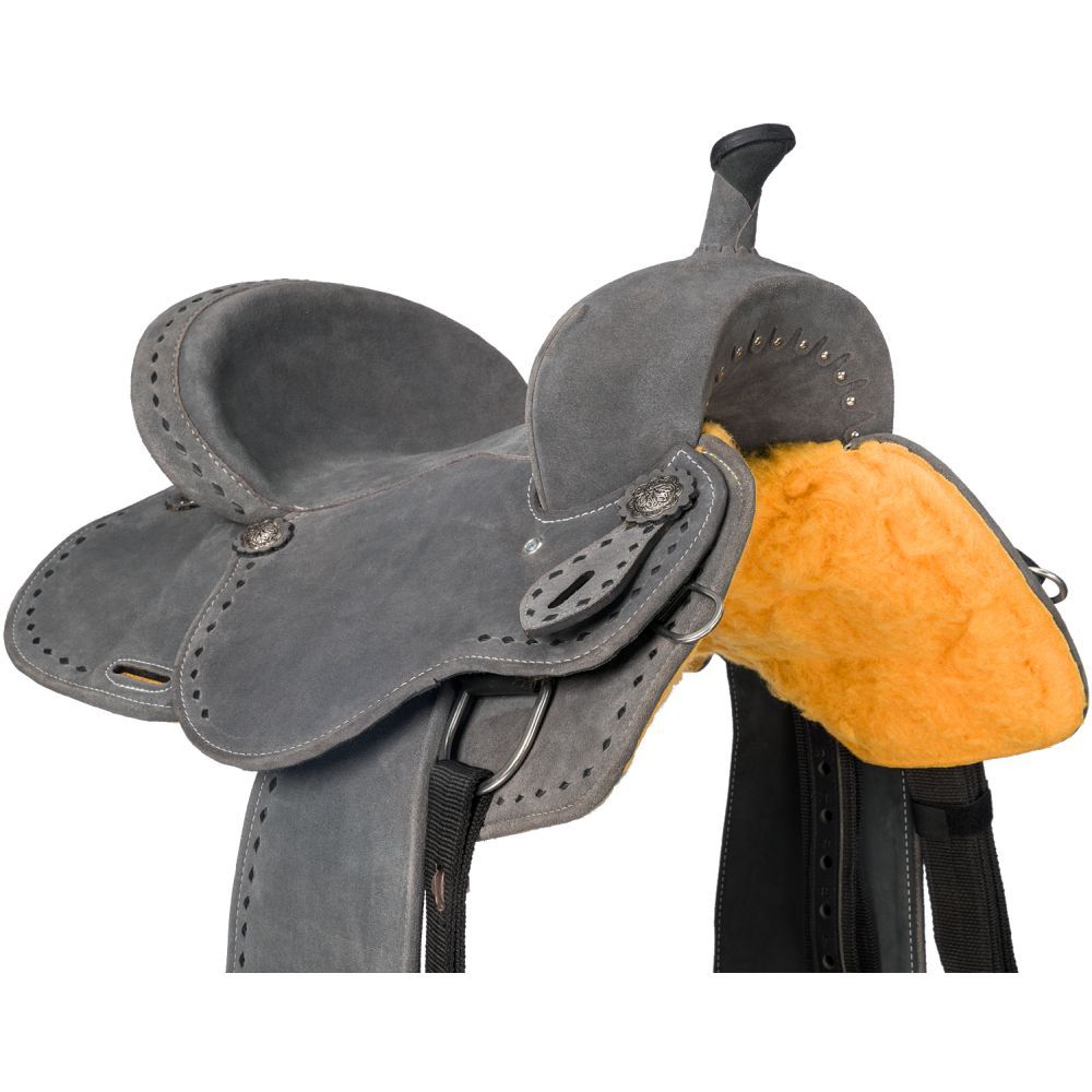 King Series Stratford Gray Suede Barrel Saddle 14"