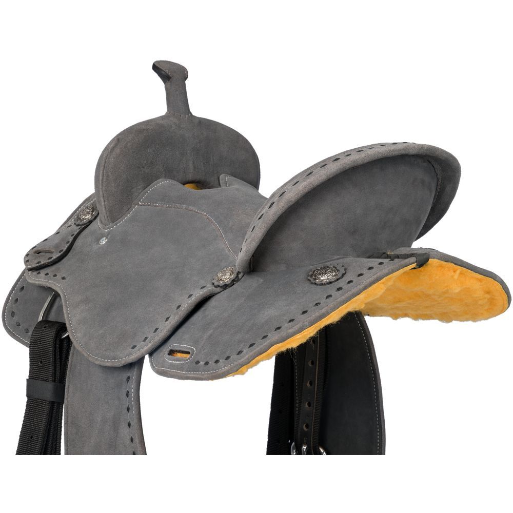 King Series Stratford Gray Suede Barrel Saddle 14"