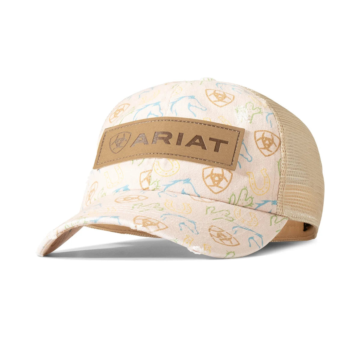 Women's Ariat Pink Western Print Hat w/ Ponyflow