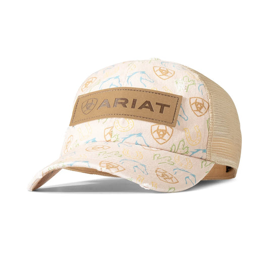Women's Ariat Pink Western Print Hat w/ Ponyflow
