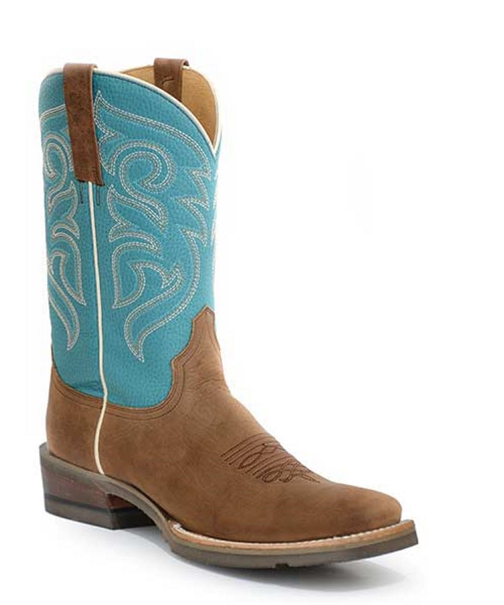 Roper Women's Brown & Turquoise Square Toe Cowboy Boots