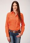 Roper Women's Solid Orange Poplin Western Shirt
