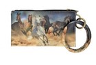 SALE!!  FIVE WILD HORSES RUNNING PRINT WRISTLET WALLET w/ Divided sections Zipper