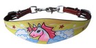 Adjustable Pony size Yellow UNICORN IMAGE WITHER STRAP w/ Scissor snap ends