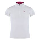 Horze brand Kids UV Polo Shirt. White with pink