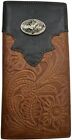 3D Belt Company's Tan & Black Leather Rodeo Wallet with Bull Rider Concho