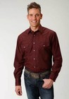 Roper Men's Wine Burgundy SOLID BROADCLOTH WESTERN SHIRT w/ Snaps