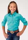 Roper Girl's Solid Poplin Aqua Western Shirt.