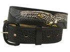 Western Express Black Leather Eagle Belt w/ Silver conchos