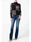 Women's Black with White, Gray, and Red Block Print Mix Media Top