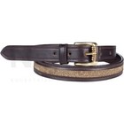 Horze brand Women's Crescendo Narrow Crystal Belt. Dark Brown and Gold