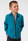 Roper Youth Boy's Jewel Blue Solid Poplin Western Show Shirt