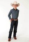 Roper's Youth Boy's Blue with Light Blue & Green Geo Circles Western Show Shirt