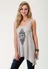 Women's Roper's Light Gray Thermal Knit Tank Top with Paisley Rose Print