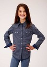 Roper Girl's Western Performance Long-Sleeve Shirt with Checkered Arrows all-over print