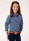 Roper Youth Girls Long-Sleeve Blue & White Paisley Western Shirt
