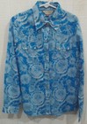Roper Youth Girls Light Blue & Gray Flower Print Western Shirt