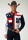 Roper Men's Red, White, Blue American Flag Western Shirt