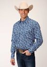 Roper Men's Long-Sleeve Blue White Paisley Western Shirt